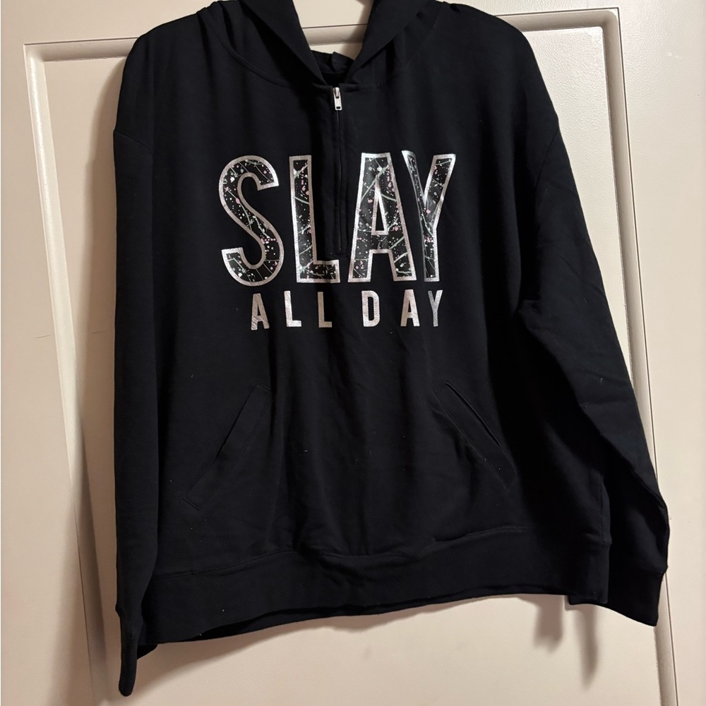 New York & Company Black 'SLAY ALL DAY' Hooded Sweatshirt